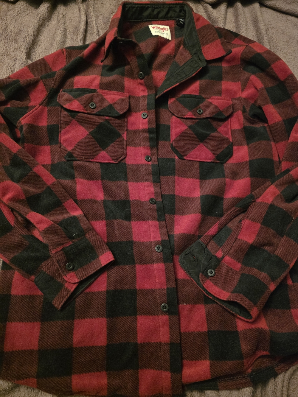 Wrangler Red & Black Buffalo Plaid Thick Fleece Shirt